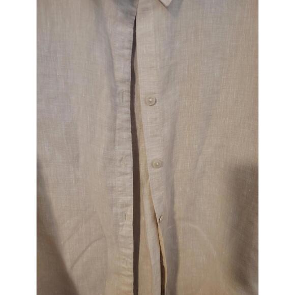 Chico's beige Button Blouse 100% Linen Large (2) - Picture 3 of 8